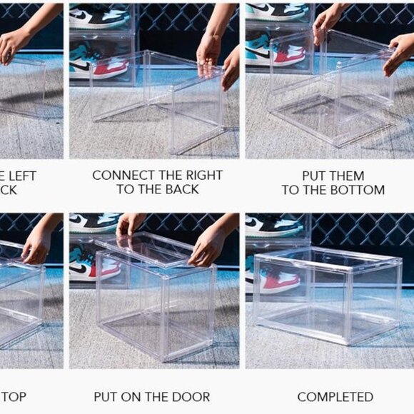 Magnetic Shoe Storage Box - Drop Side Clear Sneaker Stackable Container (1381) - Picture 8 of 9